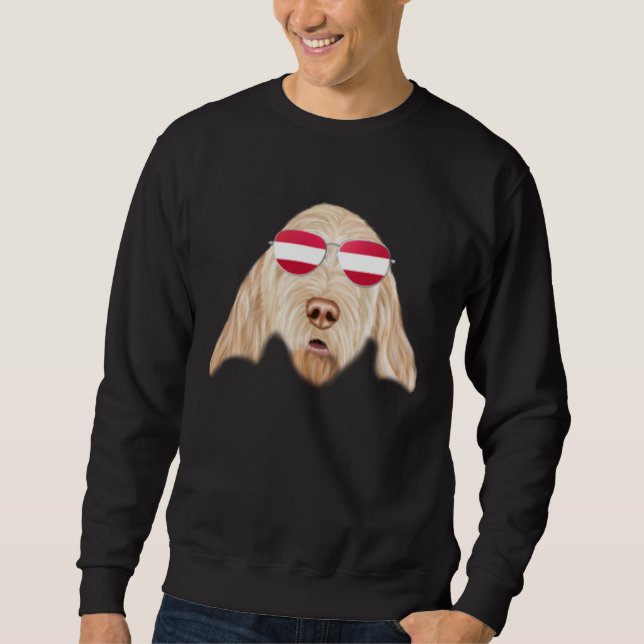 Austrian Flag Spinoni Italiani Dog Austria Pocket Sweatshirt (Front)