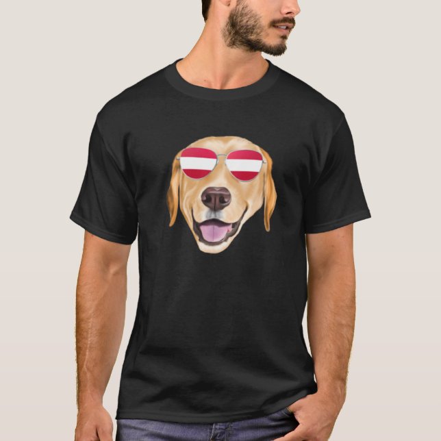 Austrian Flag Yellow Labrador Retriever Dog Austri T-Shirt (Front)