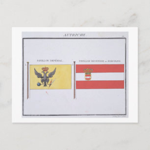 Austrian Flags, from a French book of Flags, c.181 Postcard