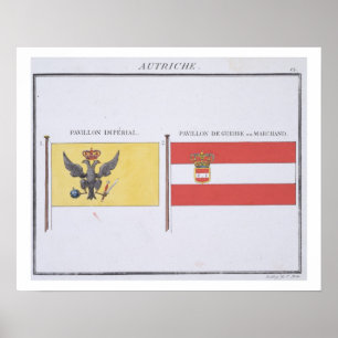 Austrian Flags, from a French book of Flags, c.181 Poster
