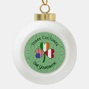 Austrian Irish American Shamrock Flag Personalised Ceramic Ball Christmas Ornament