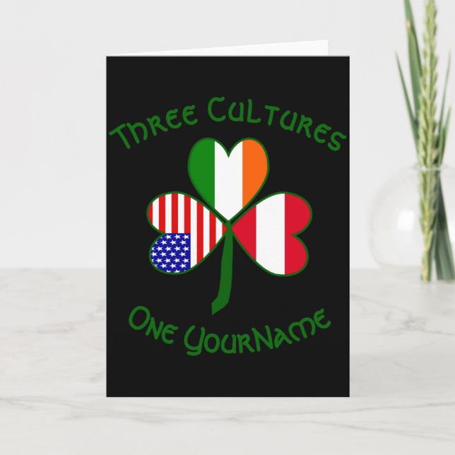 Austrian Irish American Shamrock Flag Personalized Card (Front)