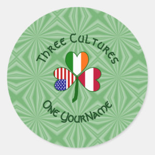 Austrian Irish American Shamrock Personalised Classic Round Sticker