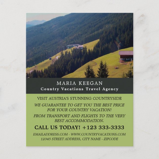 Austrian Landscape, Travel Agency Advertising Flyer (Front)