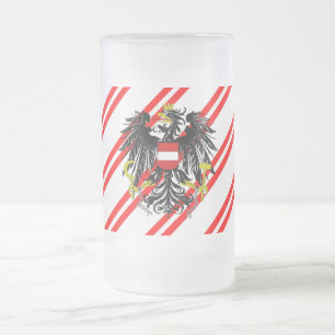 Austrian stripes flag frosted glass beer mug