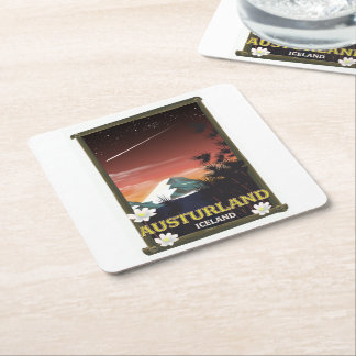 austurland Iceland Iceland travel poster Square Paper Coaster