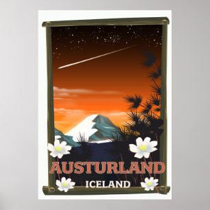 Austurland iceland travel poster