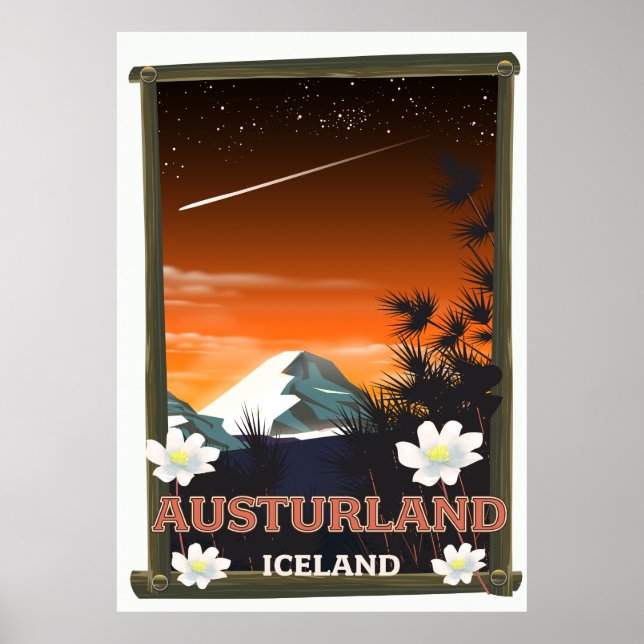 Austurland iceland travel poster (Front)