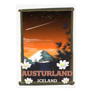 Austurland iceland travel poster