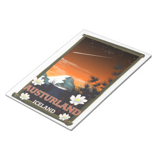 Austurland iceland travel poster notepad