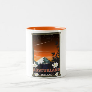 Austurland iceland travel poster Two-Tone coffee mug