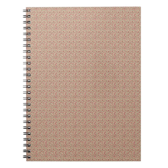 Authentic 1940s Muted Burgundy Floral Sprig  Notebook (Front)