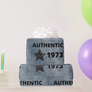 Authentic 1973 Vintage Birthday with Grunge Star  Wrapping Paper