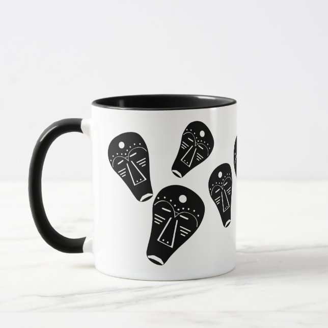Authentic Aboriginal abstract mask Mug (Left)