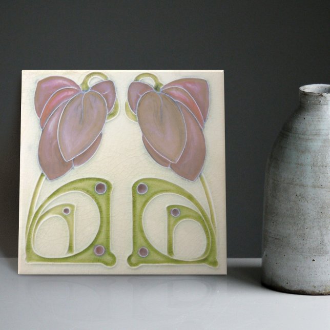 Authentic Art Nouveau John Barratt Majolica Floral Tile (Creator Uploaded)