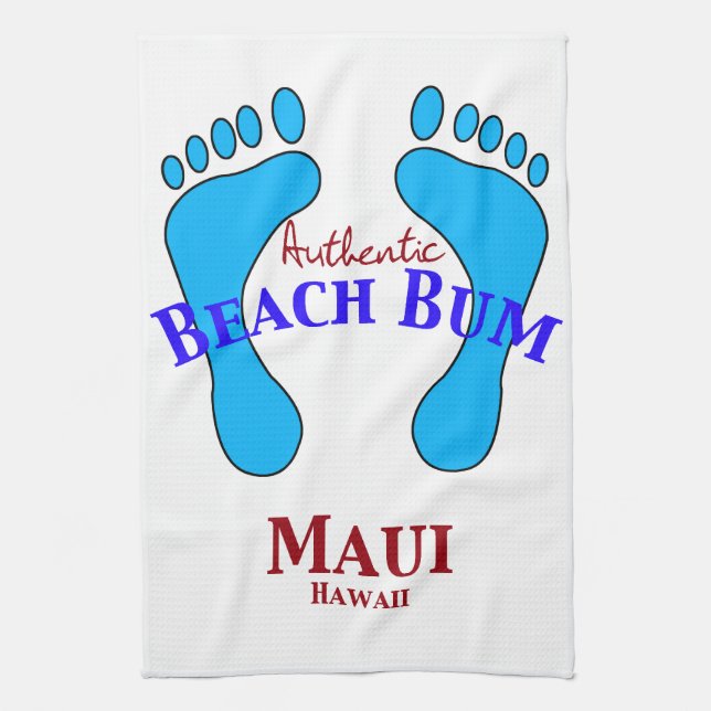 Authentic Beach Bum Maui Hawaii Tea Towel (Vertical)