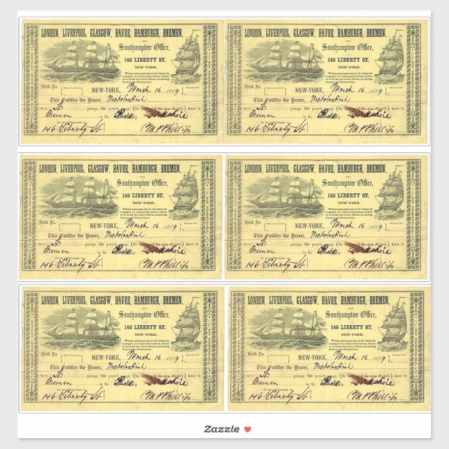 Authentic British Steamship Pass Vintage Travel (Sheet)