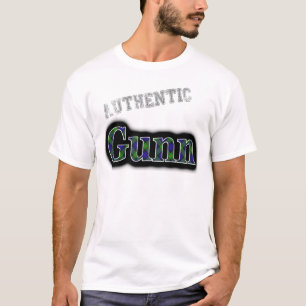 Authentic Clan Gunn Tartan Name Design T-Shirt