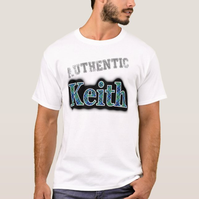Authentic Clan Keith Tartan Name Design T-Shirt (Front)