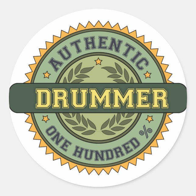 Authentic Drummer Classic Round Sticker (Front)