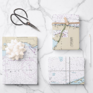 Authentic Florida Nautical Charts Boating Wrapping Paper Sheet