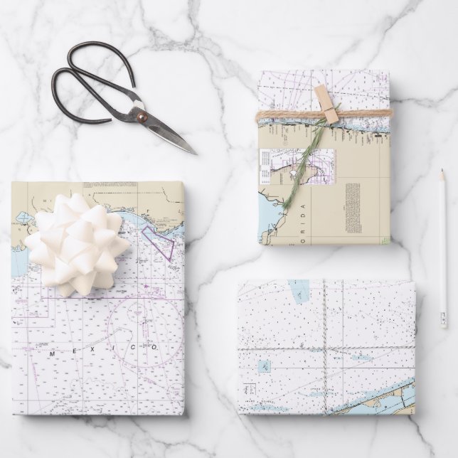 Authentic Florida Nautical Charts Boating Wrapping Paper Sheet (Front)