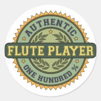 Authentic Flute Player Classic Round Sticker