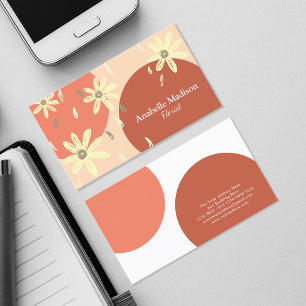 Authentic Hand Drawn Flowers Pastel Business Card