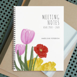 Authentic Hand Drawn Water Coloured Flowers Notebook