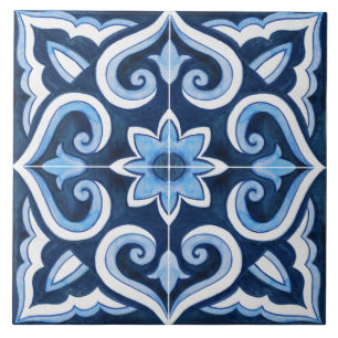 Authentic Handmade Moroccan blue & white Tile