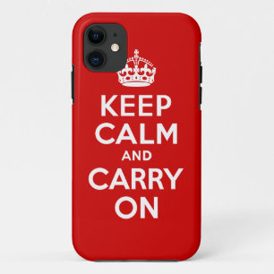 Authentic Keep Calm And Carry On Red and White iPhone 11 Case