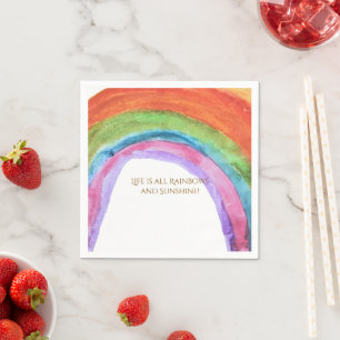 Authentic Kid's Rainbow Watercolor Birthday  Napkin
