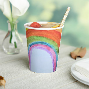 Authentic Kid's Watercolor Rainbow Party Paper Cup