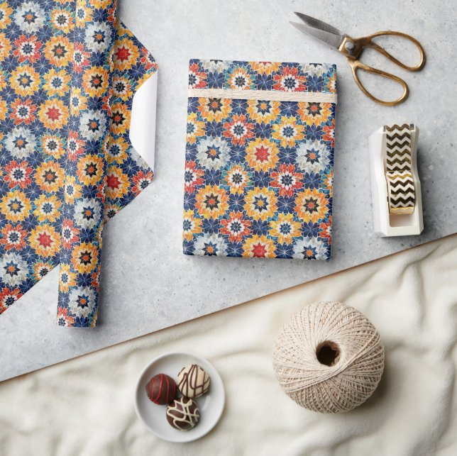 Authentic Moroccan-Inspired Colourful Pattern Wrapping Paper (Crafts)