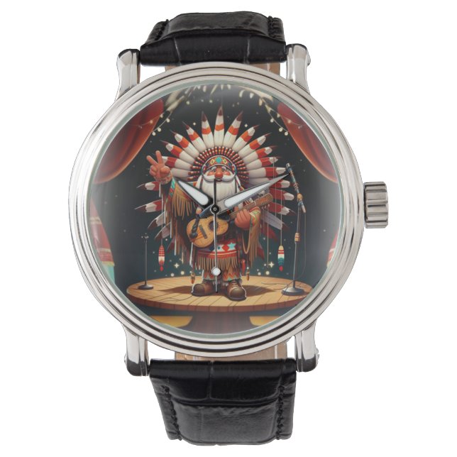 Authentic Native American Santa Claus on Stage Watch (Front)