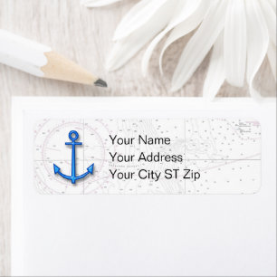 Authentic Nautical Chart + Anchor Return Address