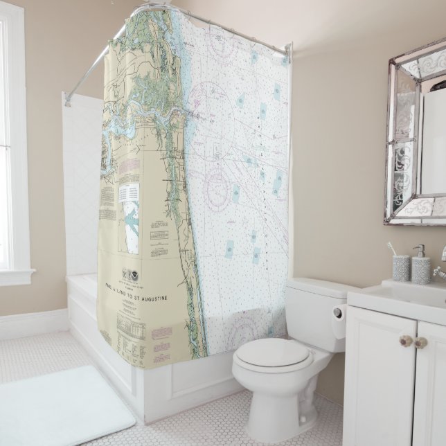 Authentic Nautical Chart Jacksonville Beach FL Shower Curtain (In Situ)