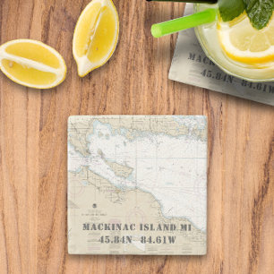 🧭 Authentic Nautical Michigan Mackinac Island Stone Coaster