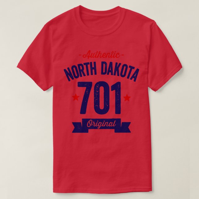 Authentic North Dakota 701 Area Code T-Shirt (Design Front)