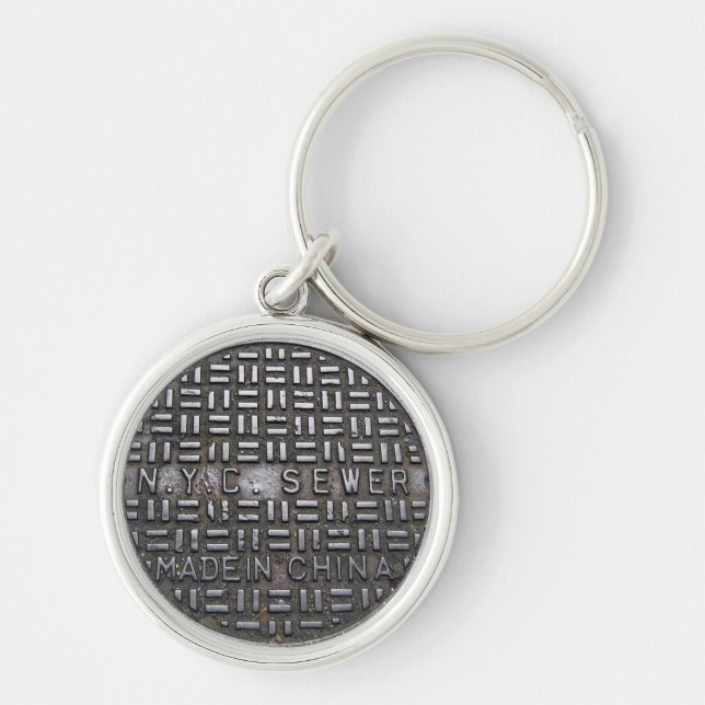 Authentic NYC Sewer Cover Filthy Greasy Grubby Key Ring (Front)