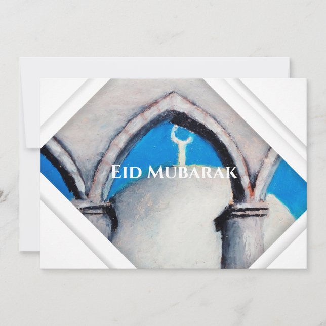 Authentic Oil Pastel Drawing Islamic Greeting Card (Front)