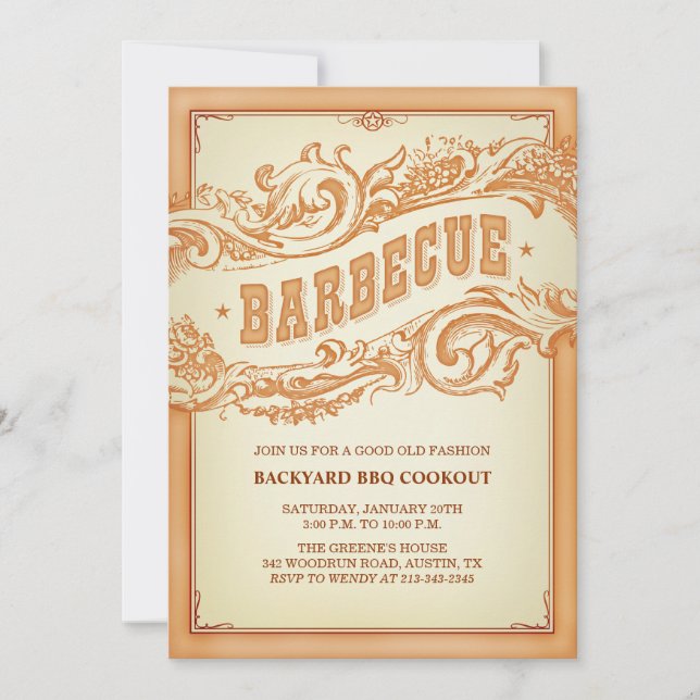 Authentic Old Western BBQ Invitation (Front)