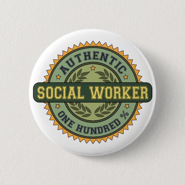 Authentic Social Worker 6 Cm Round Badge (Front)