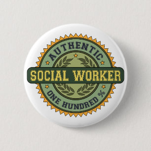 Authentic Social Worker 6 Cm Round Badge