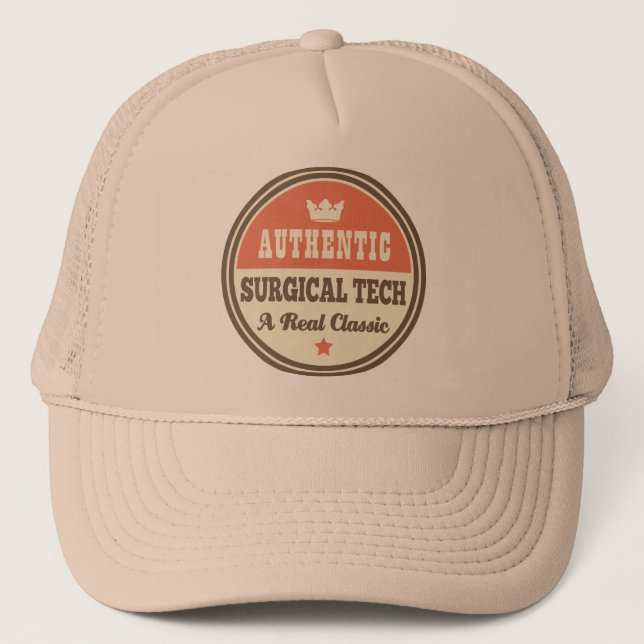 Authentic Surgical Tech Vintage Gift Idea Trucker Hat (Front)
