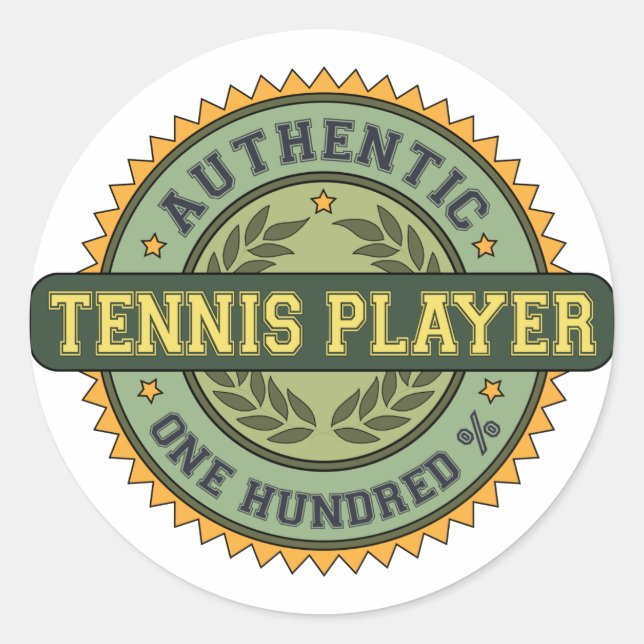 Authentic Tennis Player Classic Round Sticker (Front)