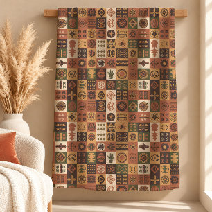 Authentic Terracotta Tribal Decorative Blanket Des