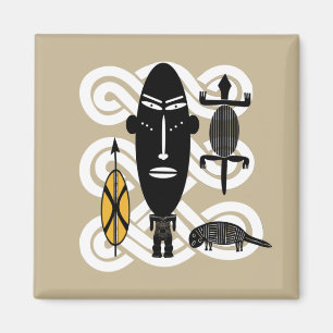 authentic tribal warrior scene animals magnet