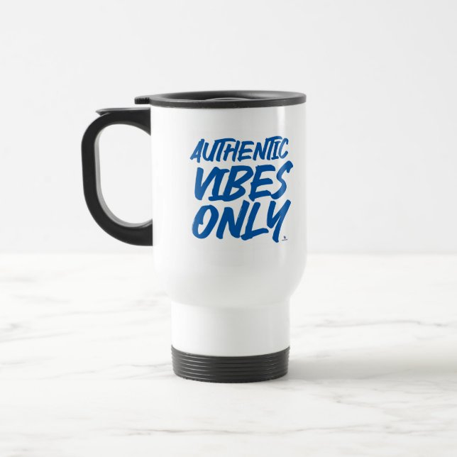 Authentic Vibes Only Epic Slogan Design Travel Mug (Left)