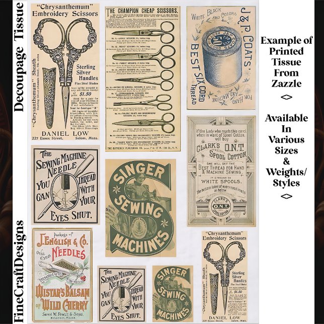 Authentic Vintage Sewing Adverts ES1 Decoupage Tissue Paper (Creator Uploaded)